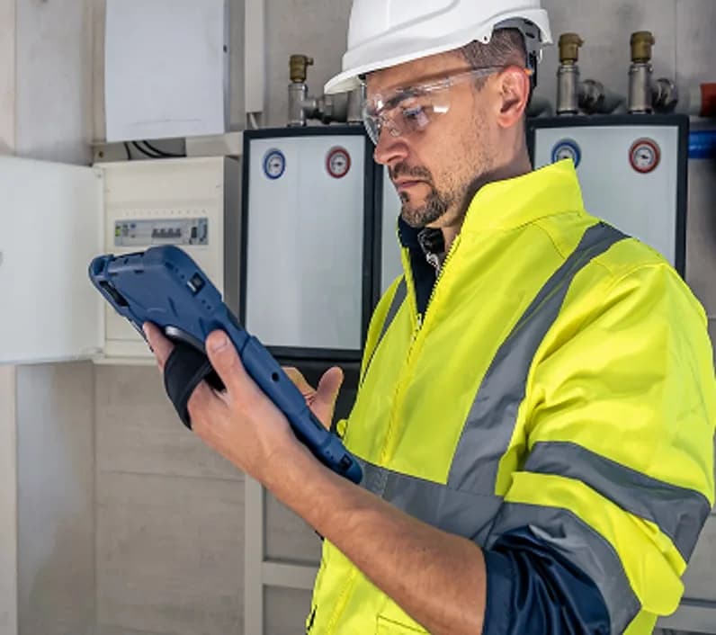 Technicien inspectant une installation