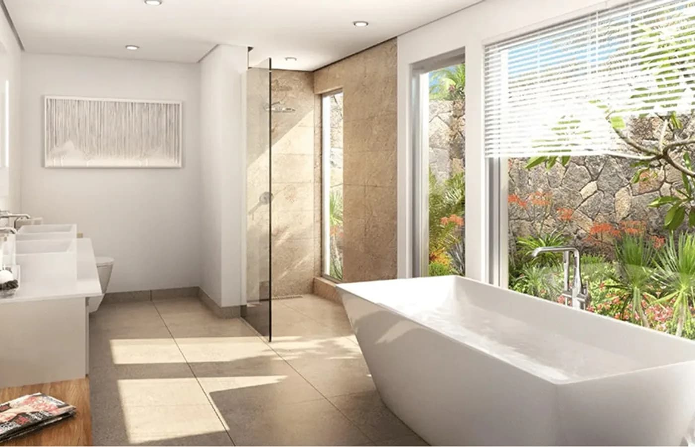 Salle de bain contemporaine dans un secteur desservi